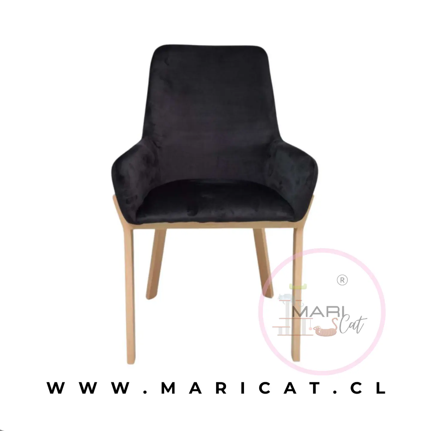 Silla Sitial Porto Velvet Negro Wood 1