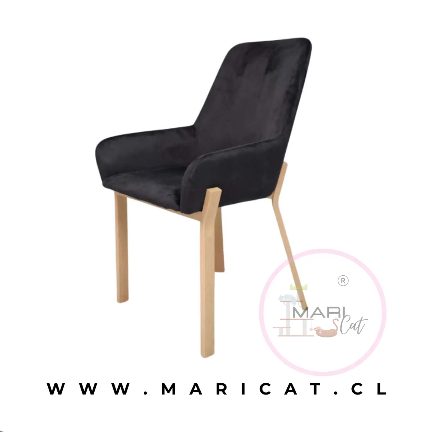Silla Sitial Porto Velvet Negro Wood 2