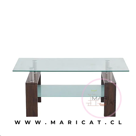 Mesa de centro rectangular vidrio walnut