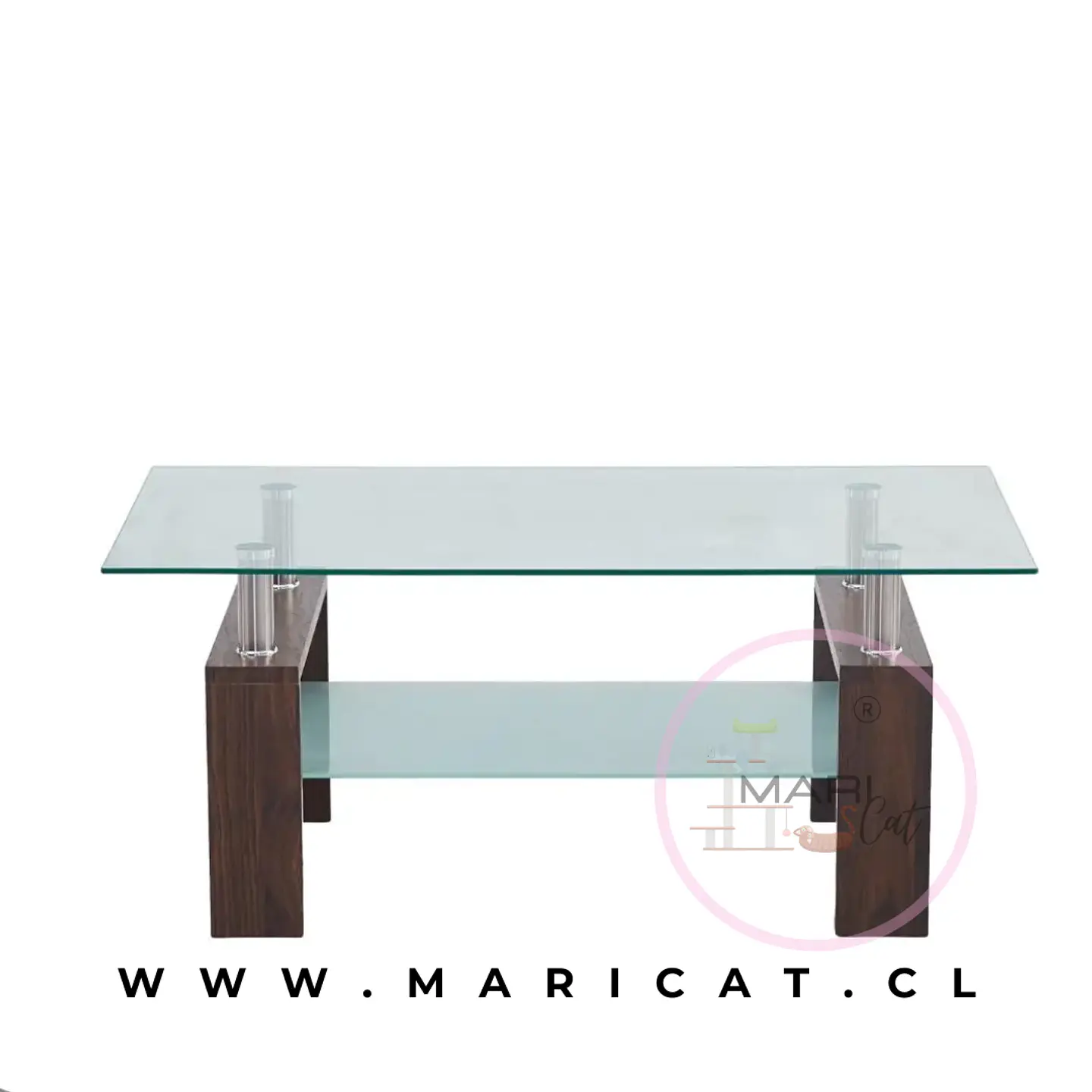 Mesa de centro rectangular vidrio walnut 1