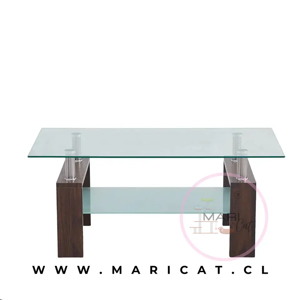 Mesa de centro rectangular vidrio walnut 1