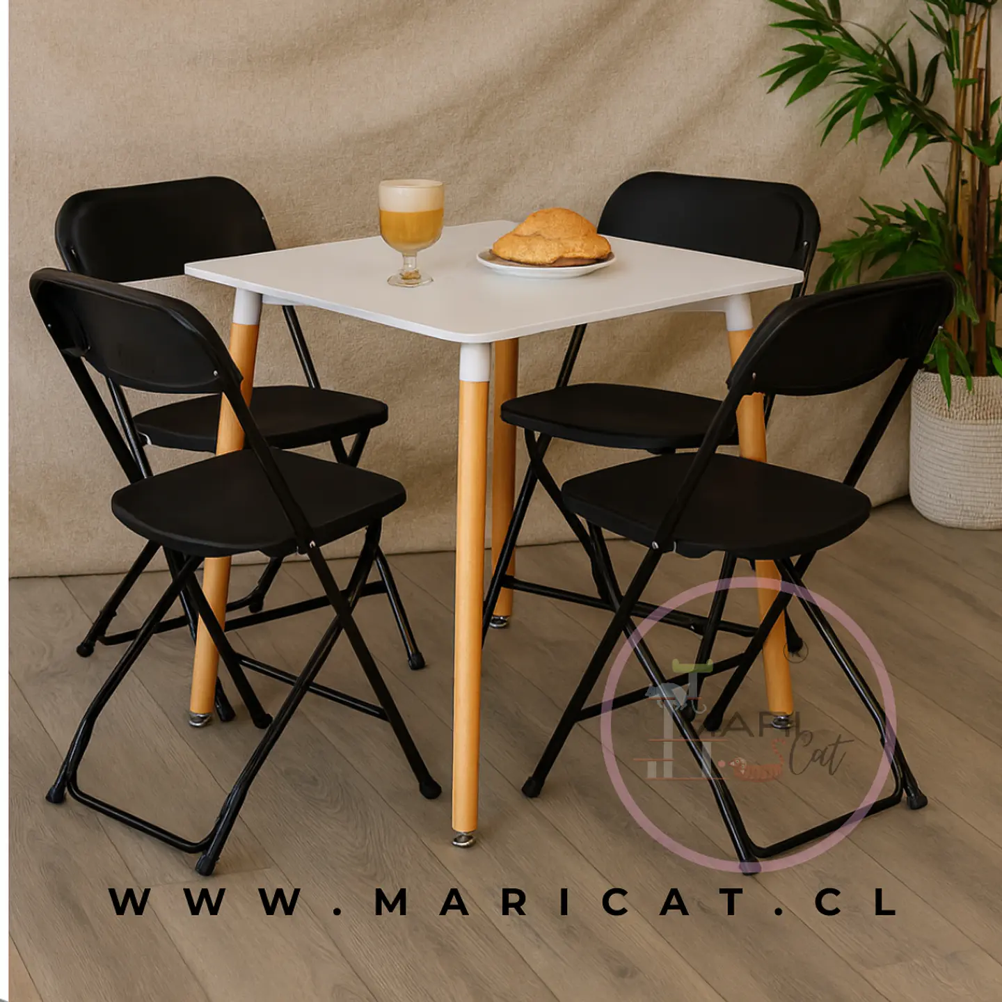 Comedor Cuadrado Vidrio 4 Sillas Eames – Mesa 120x80cm 1