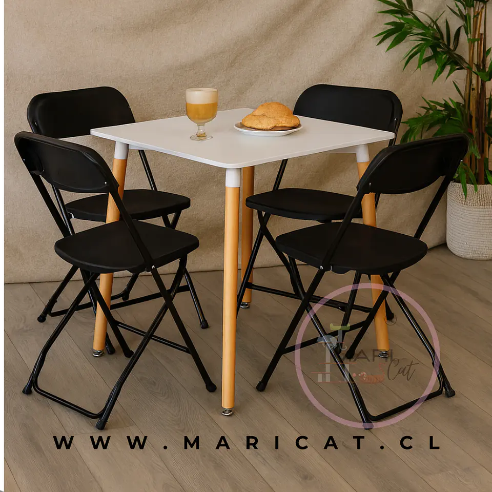Comedor Cuadrado Vidrio 4 Sillas Eames – Mesa 120x80cm 1