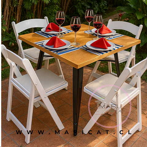 Comedor Cuadrado Melamina 4 Sillas Tolix – Mesa 120x80cm