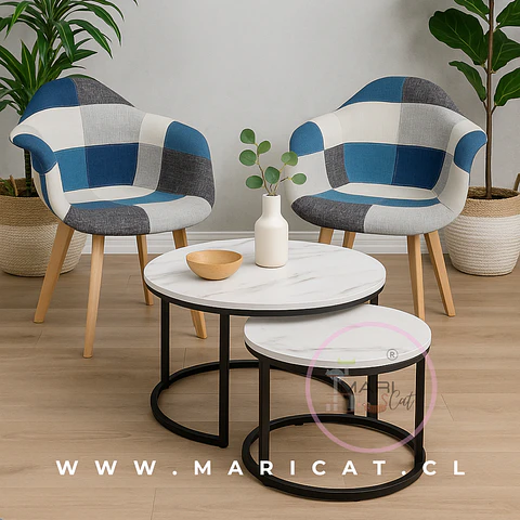 Pack de 2 Butacas Patchwork con Base de Haya Alemana + Mesa