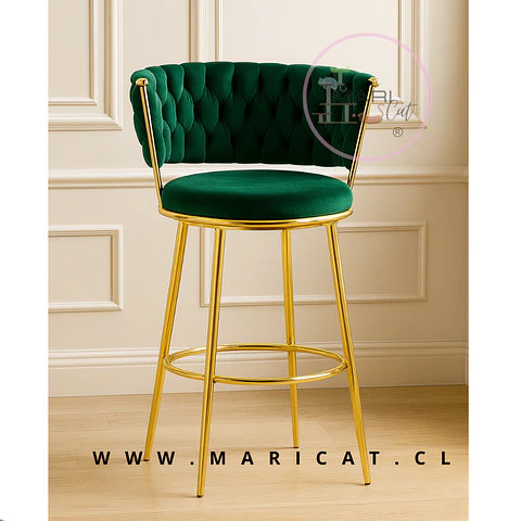 Taburete Bar Alto Queen Terciopelo Dorado 66cm
