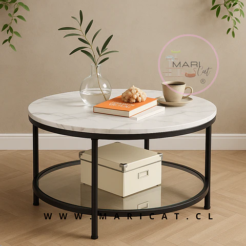 Mesa de Centro Dos niveles Black recepcion oficina living