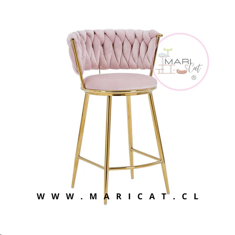 Taburete Bar Alto Queen Terciopelo Dorado 66cm