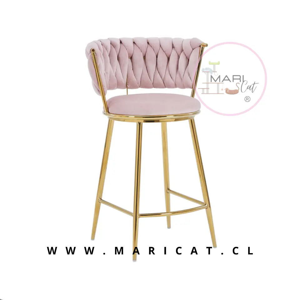 Taburete Bar Alto Queen Terciopelo Dorado 66cm 1