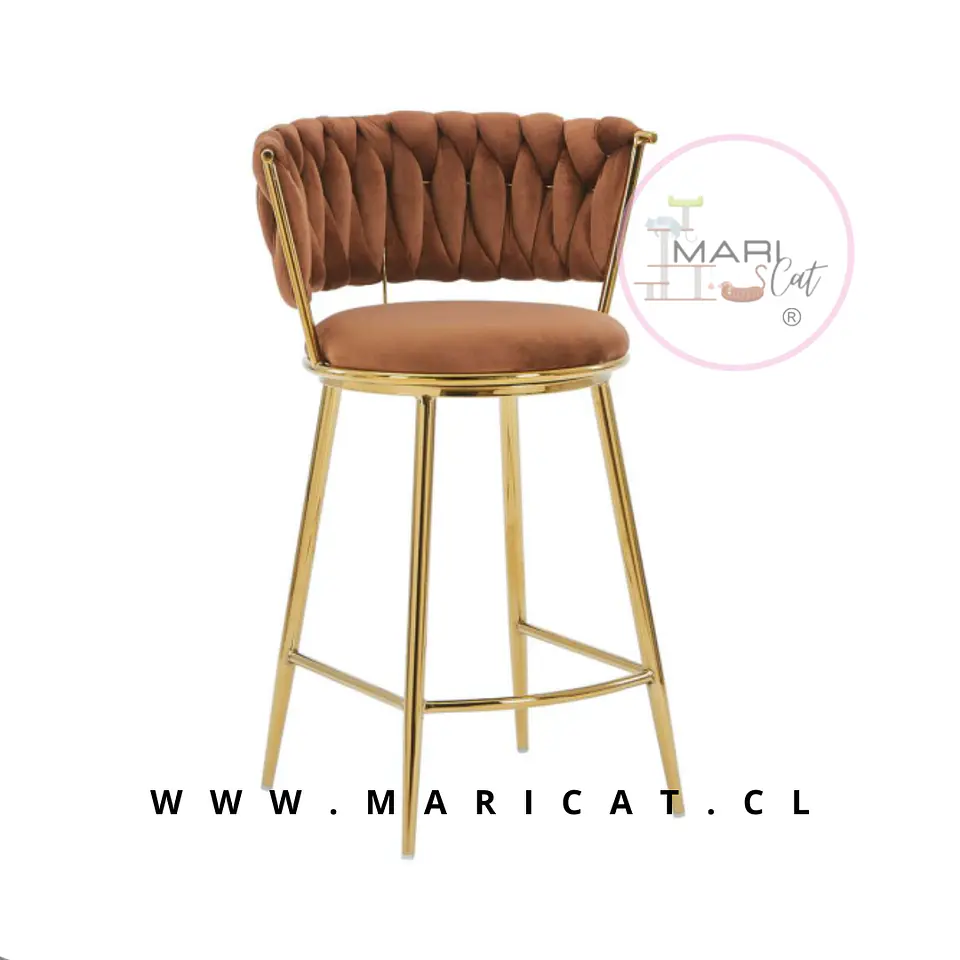 Taburete Bar Alto Queen Terciopelo Dorado 66cm 1