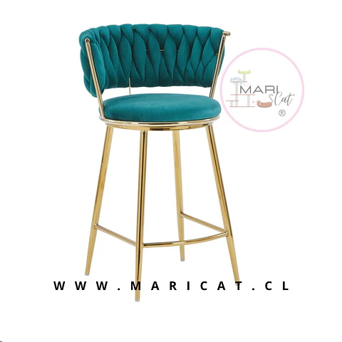 Taburete Bar Alto Queen Terciopelo Dorado 66cm