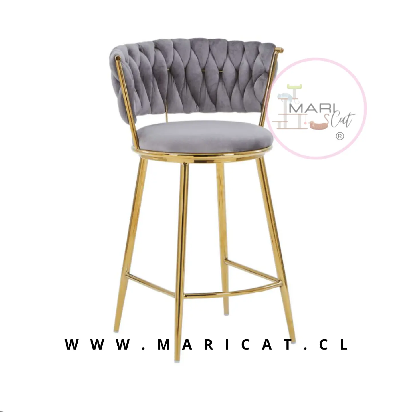 Taburete Bar Alto Queen Terciopelo Dorado 66cm 1