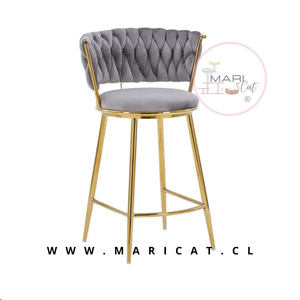 Taburete Bar Alto Queen Terciopelo Dorado 66cm 1