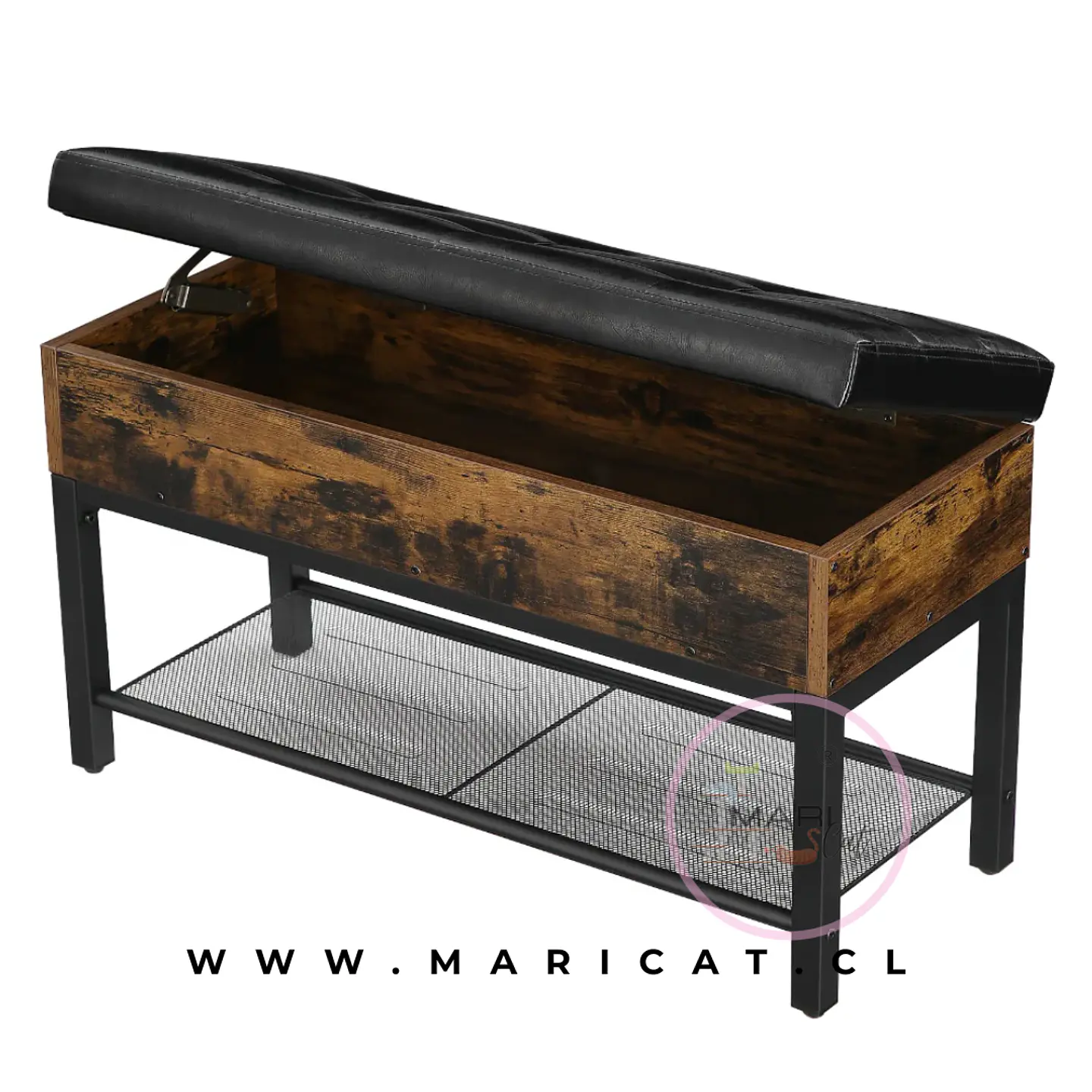 Zapatero Banqueta Ecocuero Acolchado MDF Estilo Industrial-Recibidor Dormitorio multiuso 1