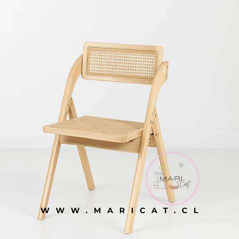 Silla Ambar Plegable Madera y Rattan Wood