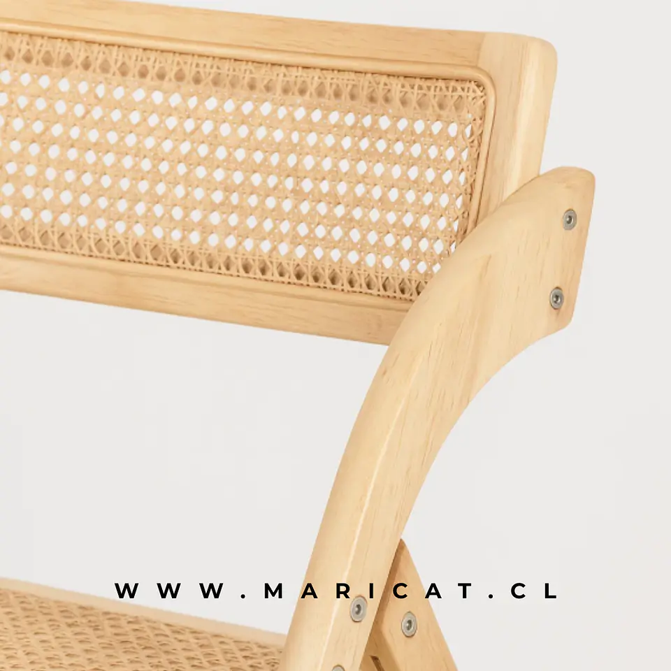 Silla Ambar Plegable Madera y Rattan Wood 2