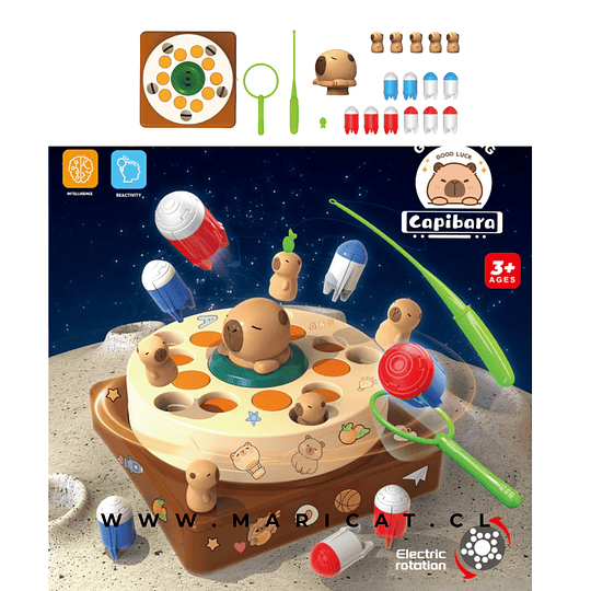 Juego De Mesa Pesca Eléctrico Giratorio Capibara Para Niños 3-8