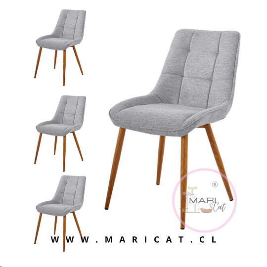 Pack de Silla Capitone Arpi Lino Gris Claro wood