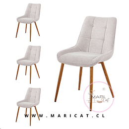 Pack de Silla Capitone Arpi Lino Beige wood