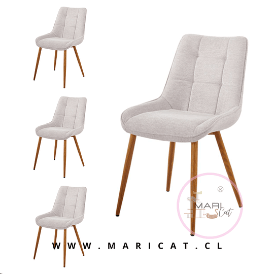 Pack de Silla Capitone Arpi Lino Beige wood
