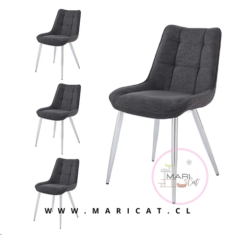 Silla Capitoné Madera Plateado