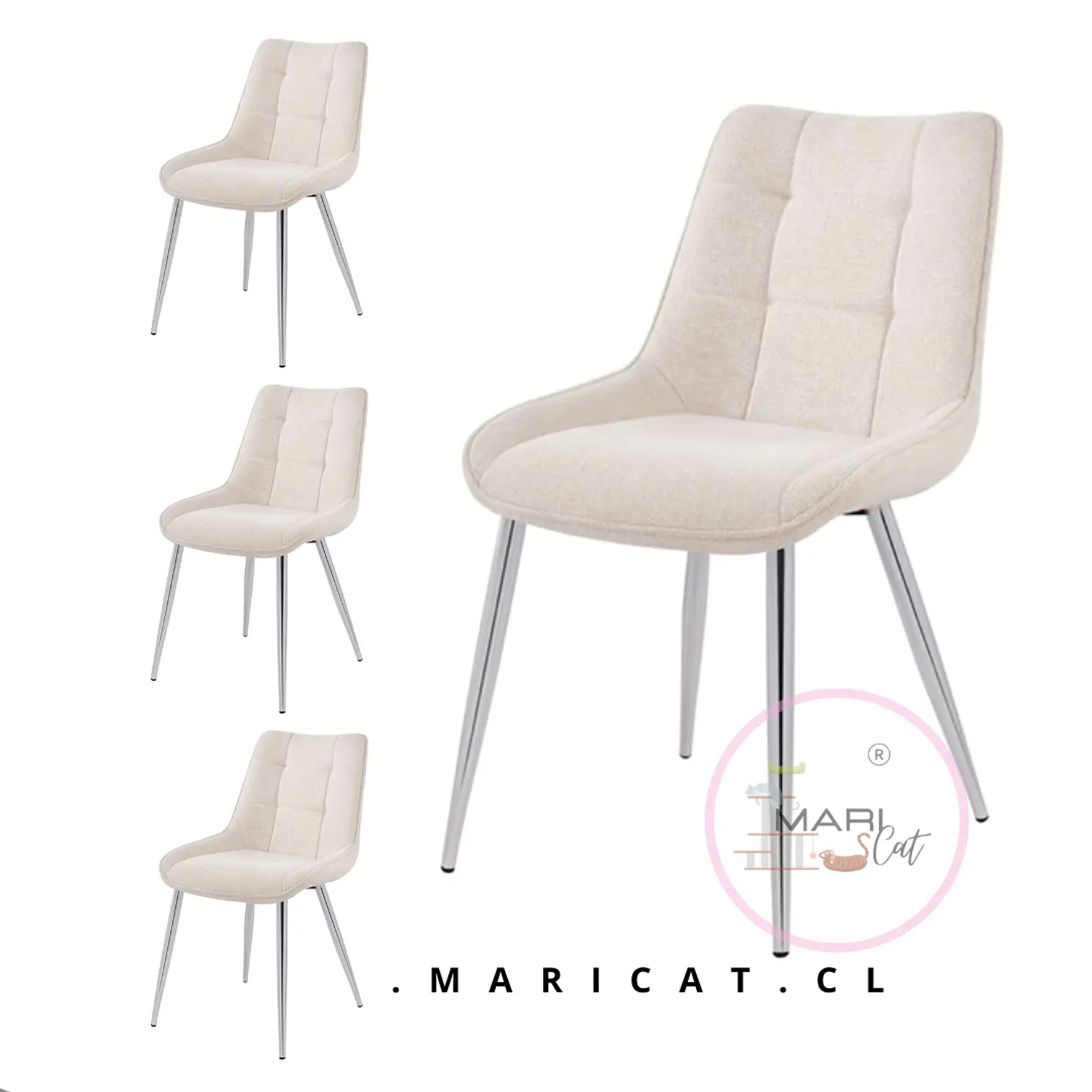 Pack de 4 Sillas Capitone Arpi Lino Beige Silver 1
