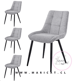 Pack de Silla Capitone Arpi Lino Gris Claro Black 