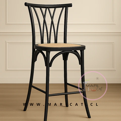 Taburete Bar Bajo Crossback Madera Negro 65cm