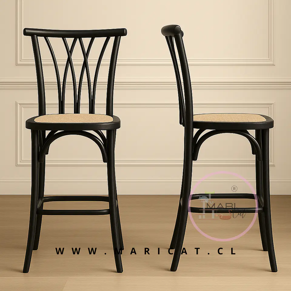 Taburete Bar Bajo Crossback Madera Negro 65cm 1
