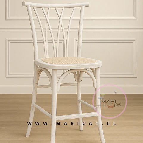 Taburete Bar Bajo Crossback Madera Blanco 65cm