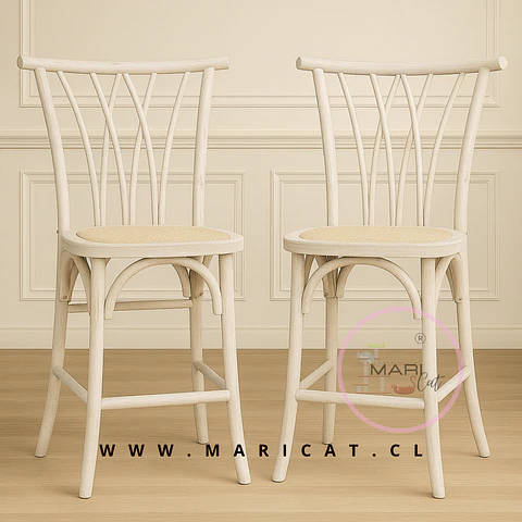 Taburete Bar Alto Crossback Madera Blanco 75cm