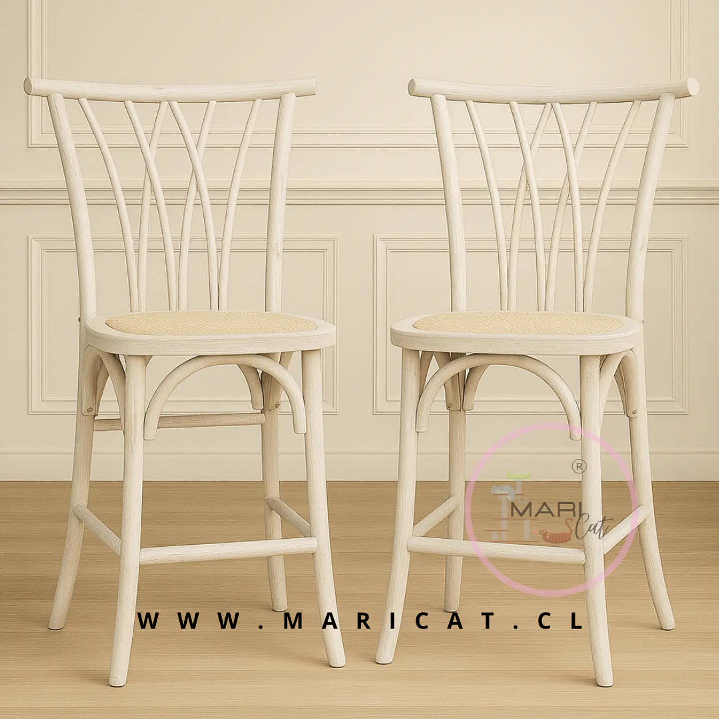 Taburete Bar Alto Crossback Madera Blanco 75cm 1