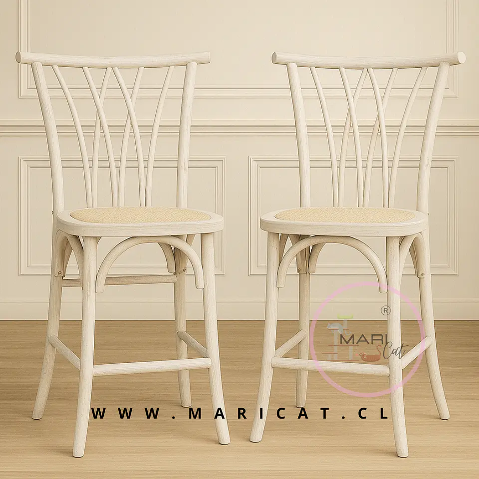 Taburete Bar Alto Crossback Madera Blanco 75cm 1