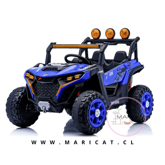 Carro Eléctrico Infantil 12V Todo Terreno -Buggy UTV Off-Road Raptor X6 con Luces y Suspensión +2 Azul