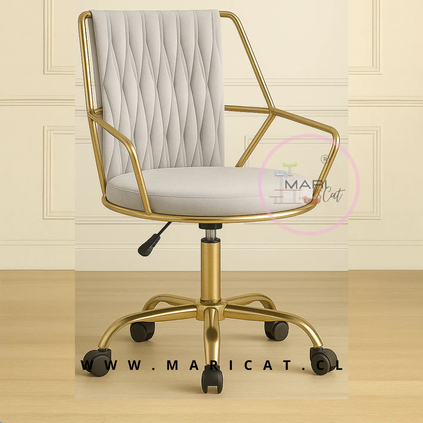 Silla Giratoria Singa con Apoya Brazos Gold Velve 1