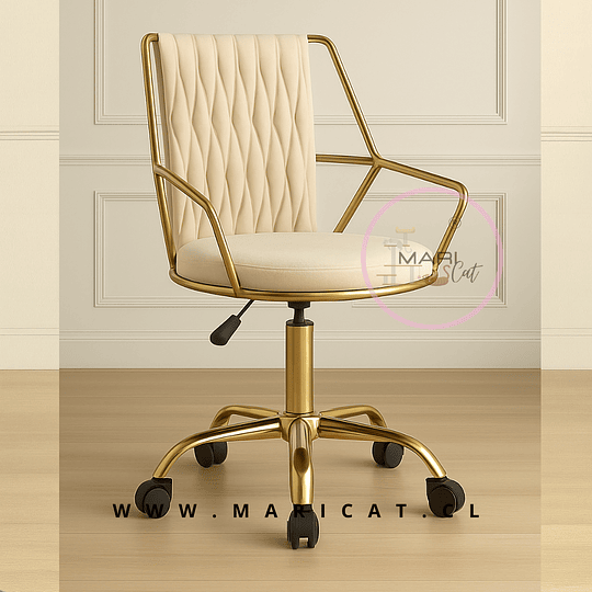 Silla Escritorio Giratoria Singa con Apoya Brazos Gold Velvet Beige