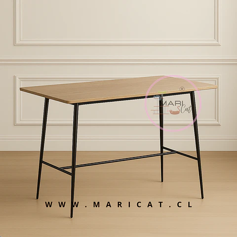 Mesa Alta Rectangular Lyon wood Black MDF Metal 