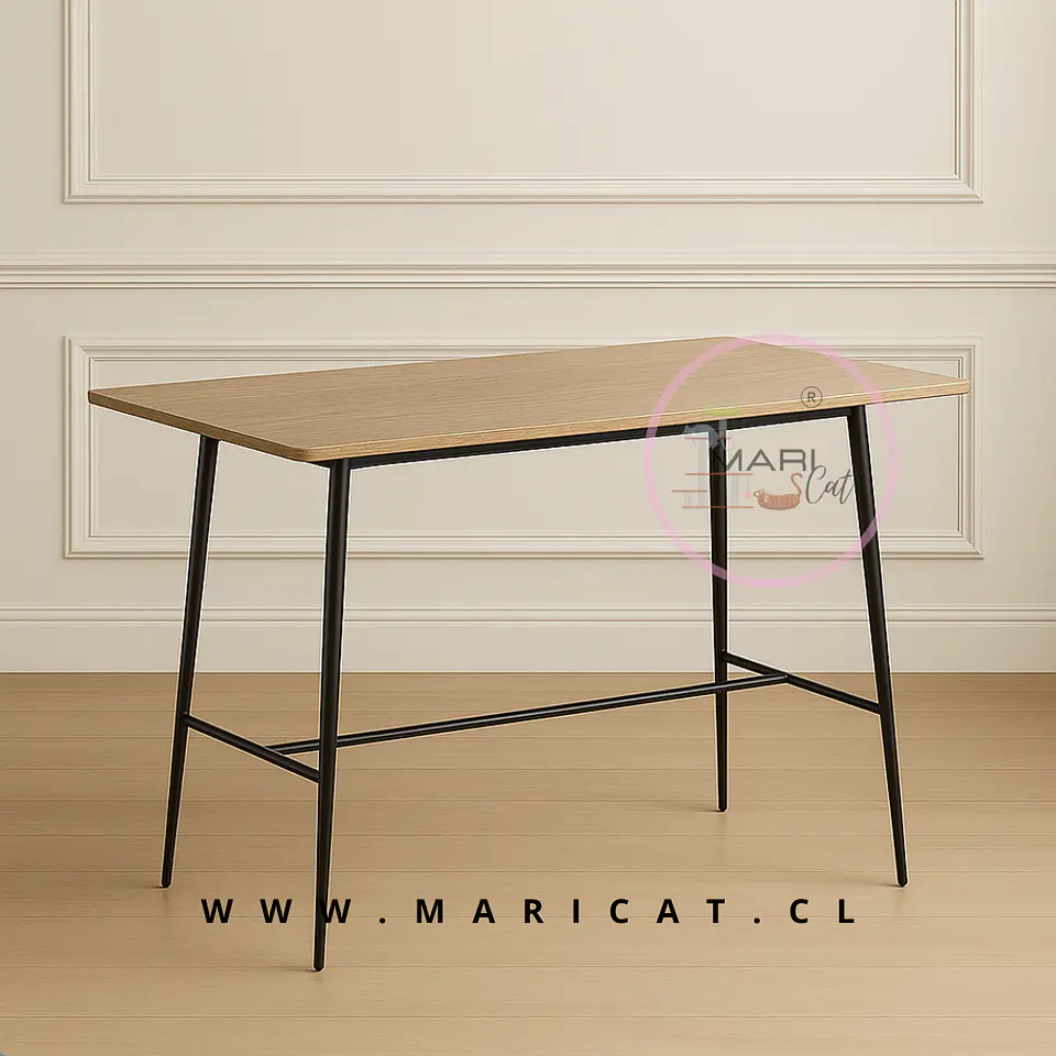 Mesa Alta Rectangular Lyon wood Black MDF Metal  1