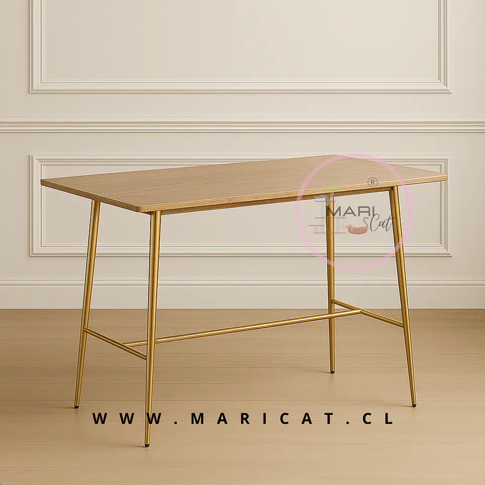 Mesa Alta Rectangular Lyon MDF Metal Gold 1