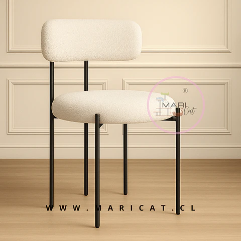 Silla Teddy Boucle arpi Blanco hueso con Patas Metálicas Negras - comedor restaurant dormitorio 
