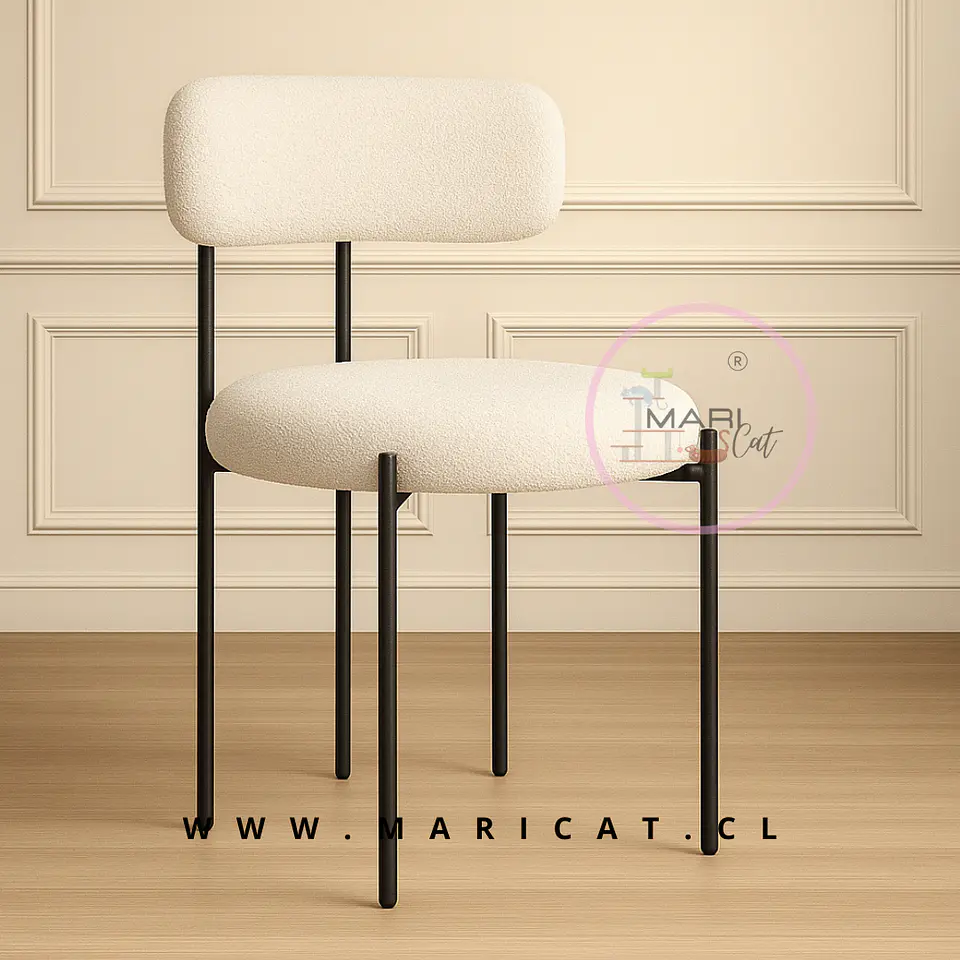 Silla Teddy Boucle arpi beige con Patas Metálicas Negras - comedor restaurant dormitorio  1
