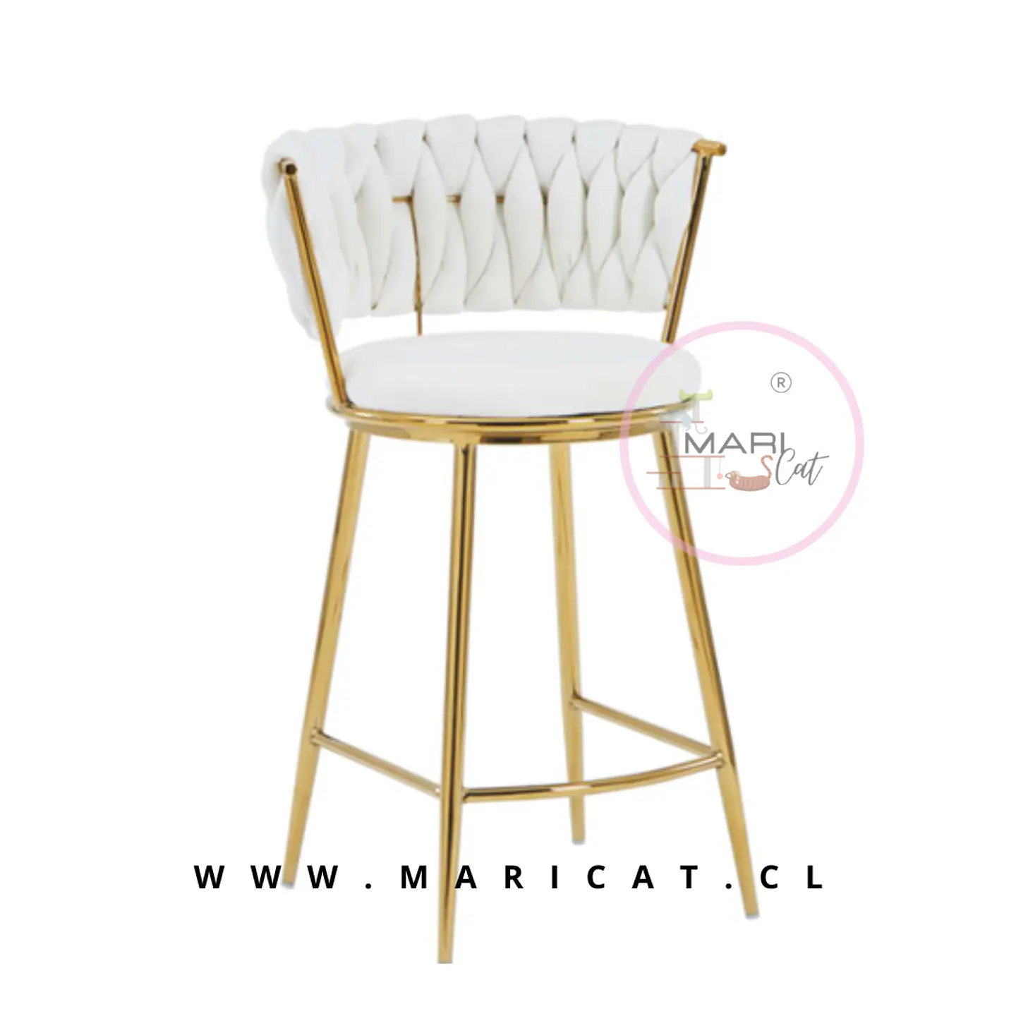 Taburete Bar Alto Queen Terciopelo Dorado 66cm 1
