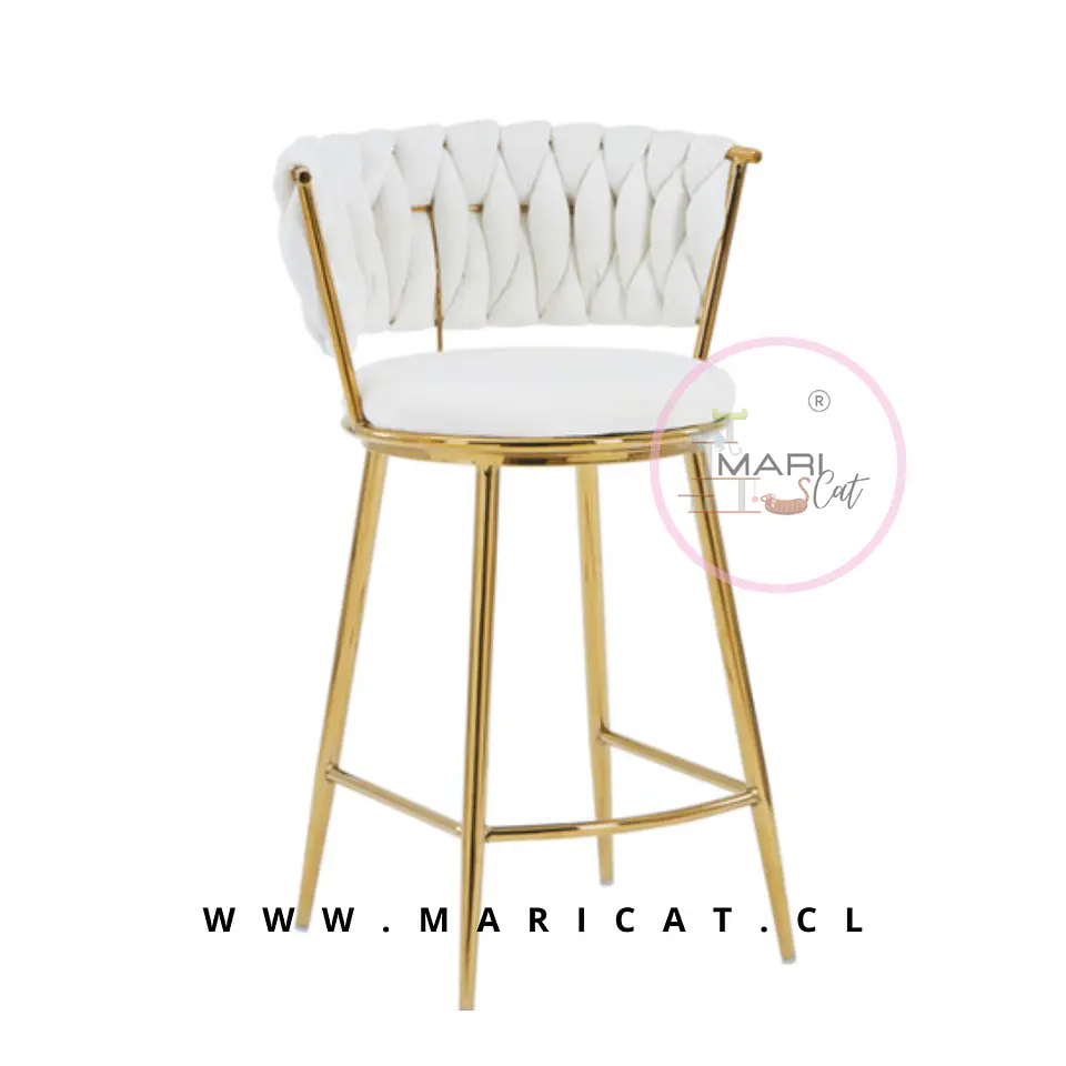 Taburete Bar Alto Queen Terciopelo Dorado 66cm 1