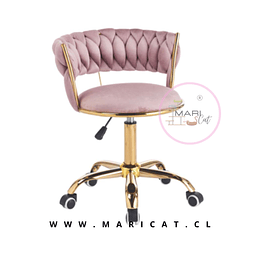 Silla Escritorio Queen Cruzada Gold Rosa
