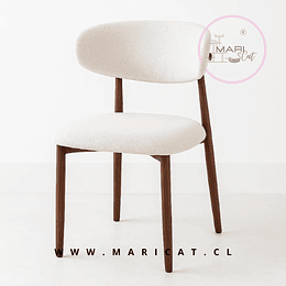 Silla Bear de Tela con Patas Metálicas Madera Beige