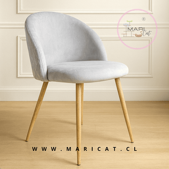 Silla Velvet Wood – Terciopelo Elegante y Patas Metal Madera para Comedor y Sala