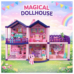 Casa de Muñecas Infantil 2 Pisos con Muebles y Animales | Juego de Roles Educativo | Plástico ABS No Tóxico