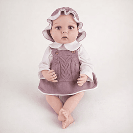 Muñeca Bebé Reborn Realista 55 cm con Accesorios en Tonos Mora  + 3 years