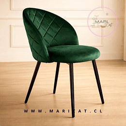 Silla de Comedor Velvet Tokio  Silla de Terciopelo Acolchada Verde Black