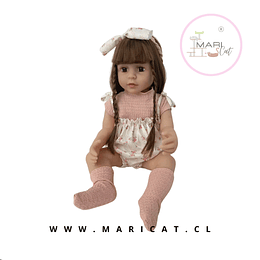 Muñeca Reborn Realista 56 cm de Silicona con Pelo Largo – Juego de Roles y Colección +3 Years